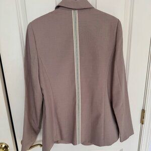 Elie Tahari Tan Blazer Jacket Sz 10 Lined Taupe w/Stripes on Back - Perfect!